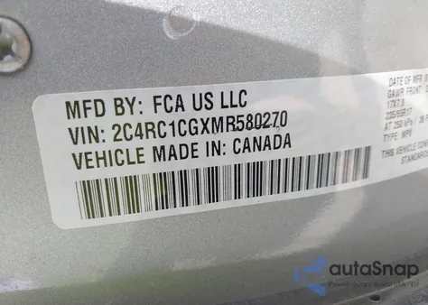 2021 Chrysler Voyager Lx из США, поврежденный, VIN 2C4RC1CGXMR580270